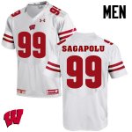 Men's Wisconsin Badgers NCAA #99 Olive Sagapolu White Authentic Under Armour Stitched College Football Jersey QK31F85GA